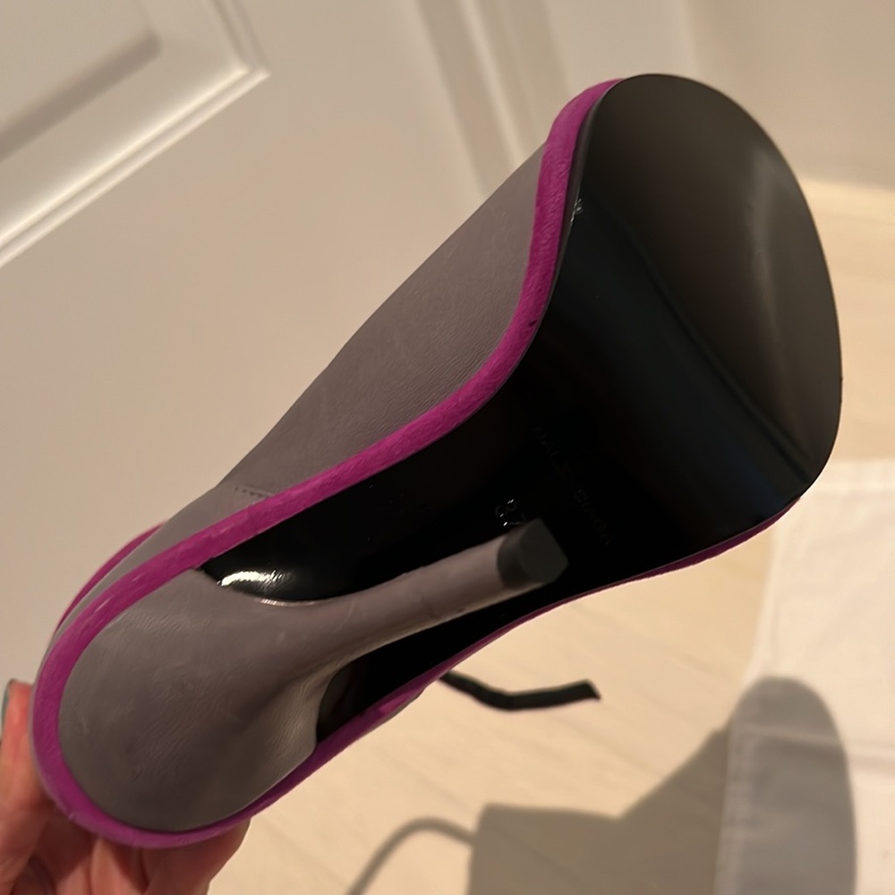 Balenciaga Gray/purple leather glove peep toe sling back heels - 37 (7)NEW - Picture 5 of 8